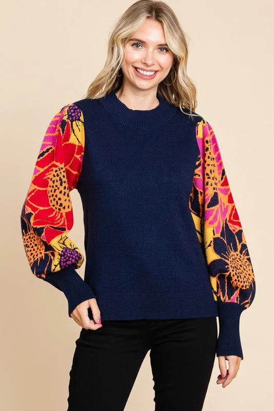 Indoor - Comfort Sweaters for Home -Floral Knit Sweater