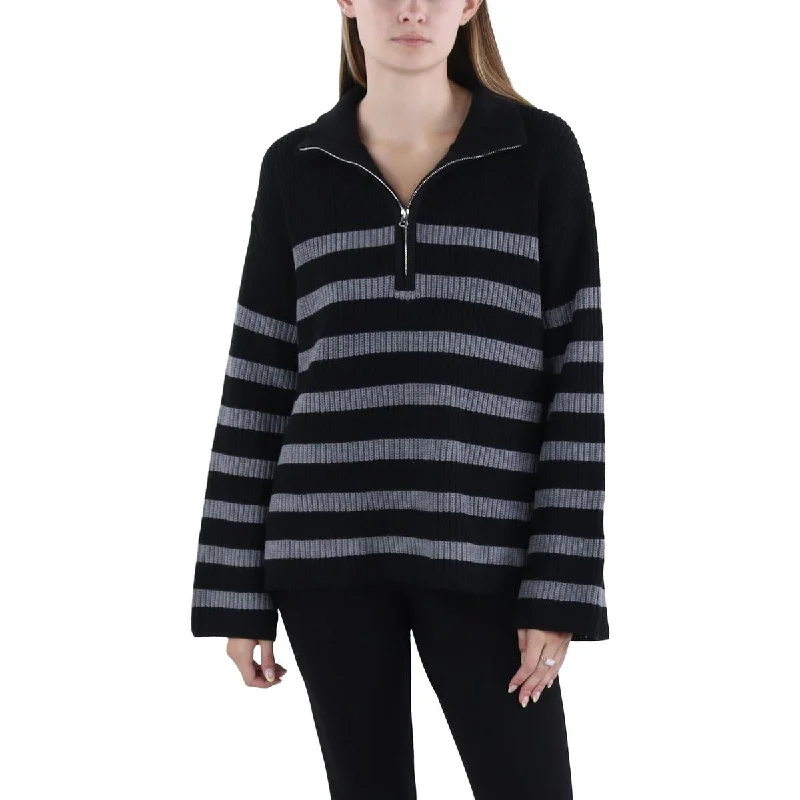 Sustainable Sweaters for Ethical Fashion -English Factory Womens Half Zip Crochet Pullover Sweater