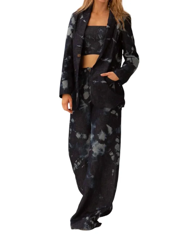 Black Wide Leg Pants for Versatile -Wave Wide Leg Pants In Demon Tie-Dye