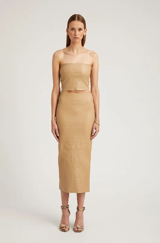 A-line skirts with flared hem elegance -Sahara Embossed Leather Tube Skirt