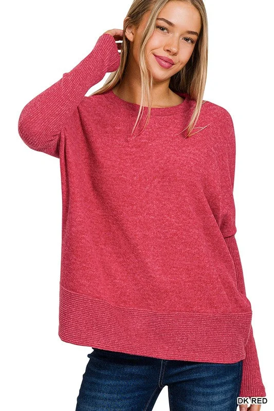 Cotton Sweaters for Everyday Wear -Hacci Dolman Sweater (Red)