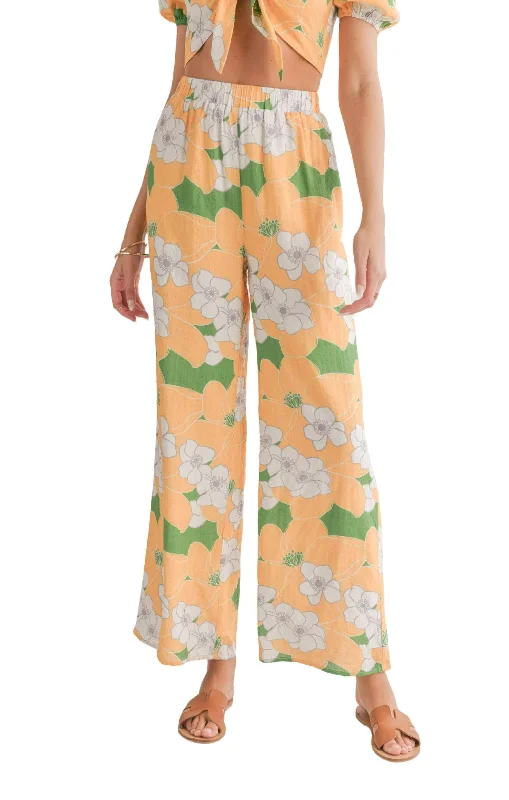 High Waist Wide Leg Pants for Shape -Floral Wide Leg Pants In Desert Flower