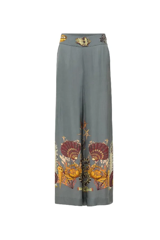 Wide Leg Pants for Graduation Ceremonies -Women's Palazzo Wide Leg Pants In Grey Coral Reef