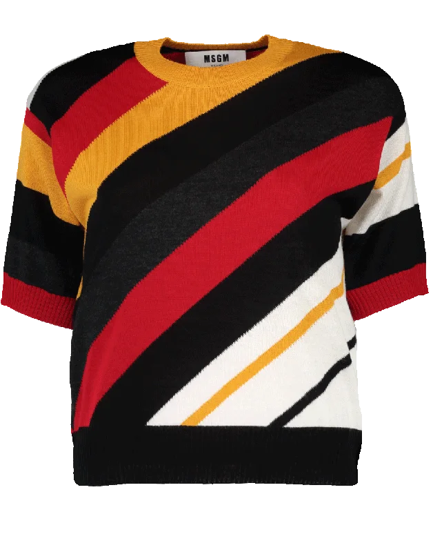 Striped Sweaters for Stylish Appearance -Diagonal Striped Knit Sweater