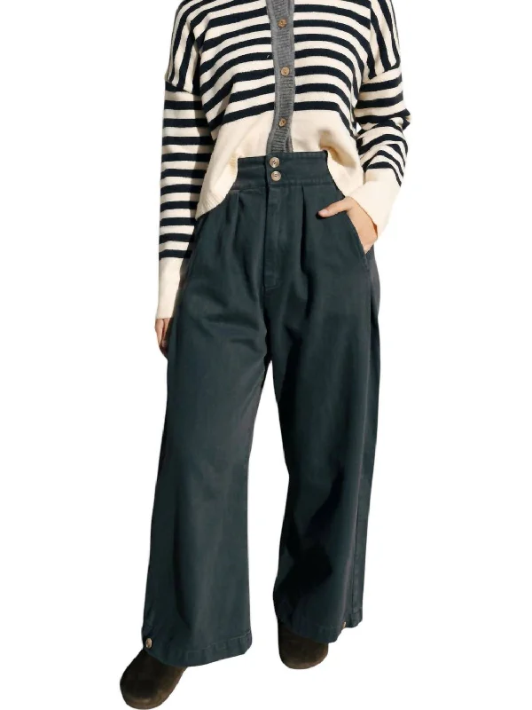 Blue Wide Leg Pants for Classic -Wide Leg Pants In Charcoal