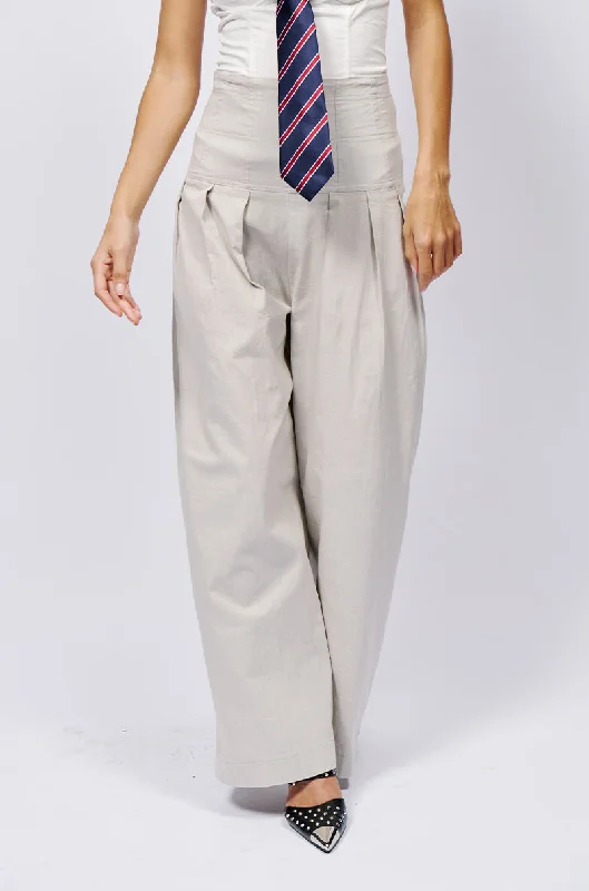 Striped Wide Leg Pants for Fashion -LUNA HIGH WAISTED WIDE LEG LINEN TROUSER