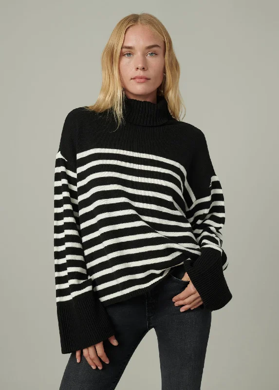 Zip - Up Sweaters for Functional Design -THE PENELOPE STRIPE SWEATER