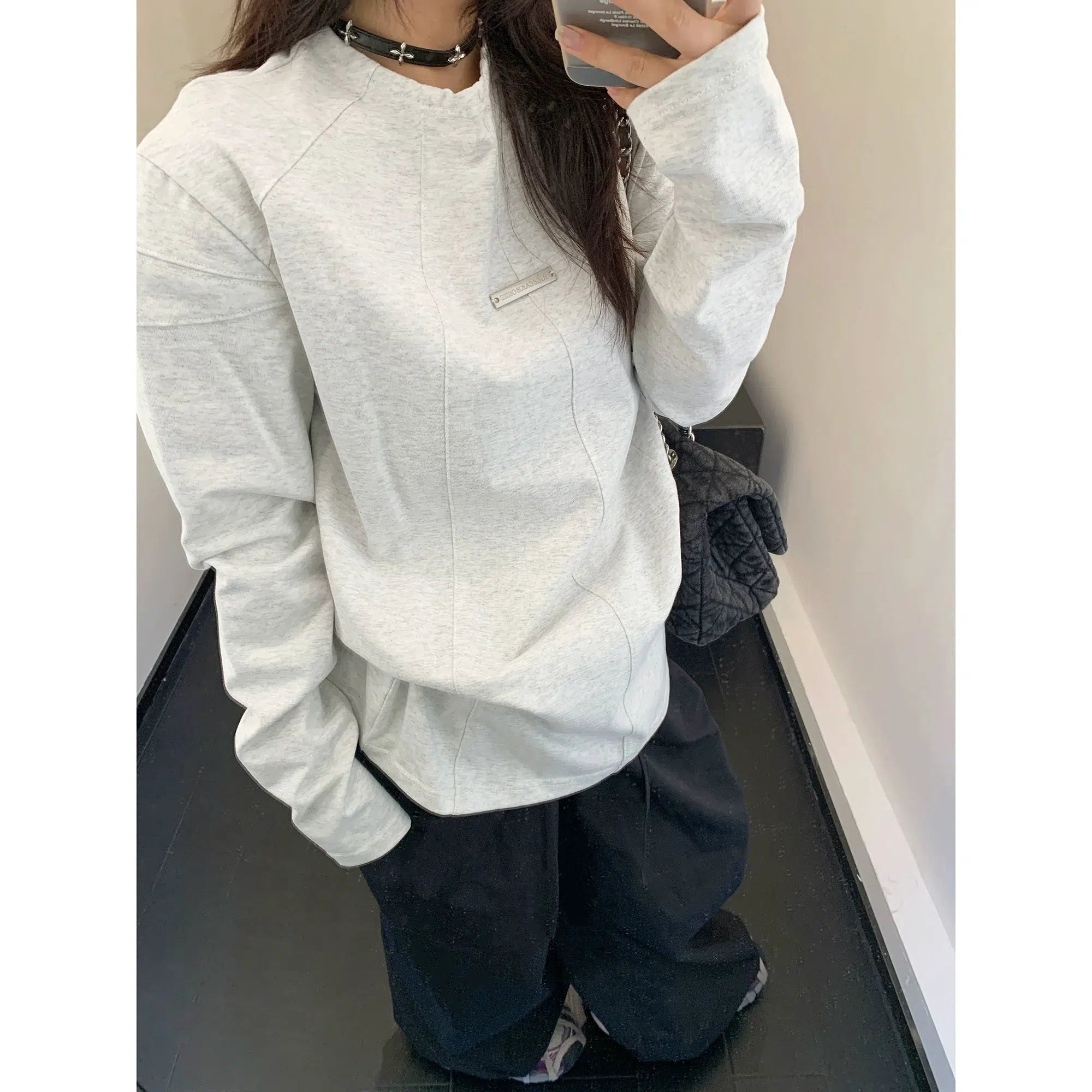 V - Neck Sweaters for Slimming Effect -Oversized Fit Cozy Sweatershirt