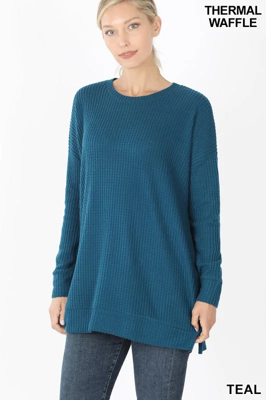 Turtleneck Sweaters for Cold Weather -Brushed Thermal Sweater (Teal)