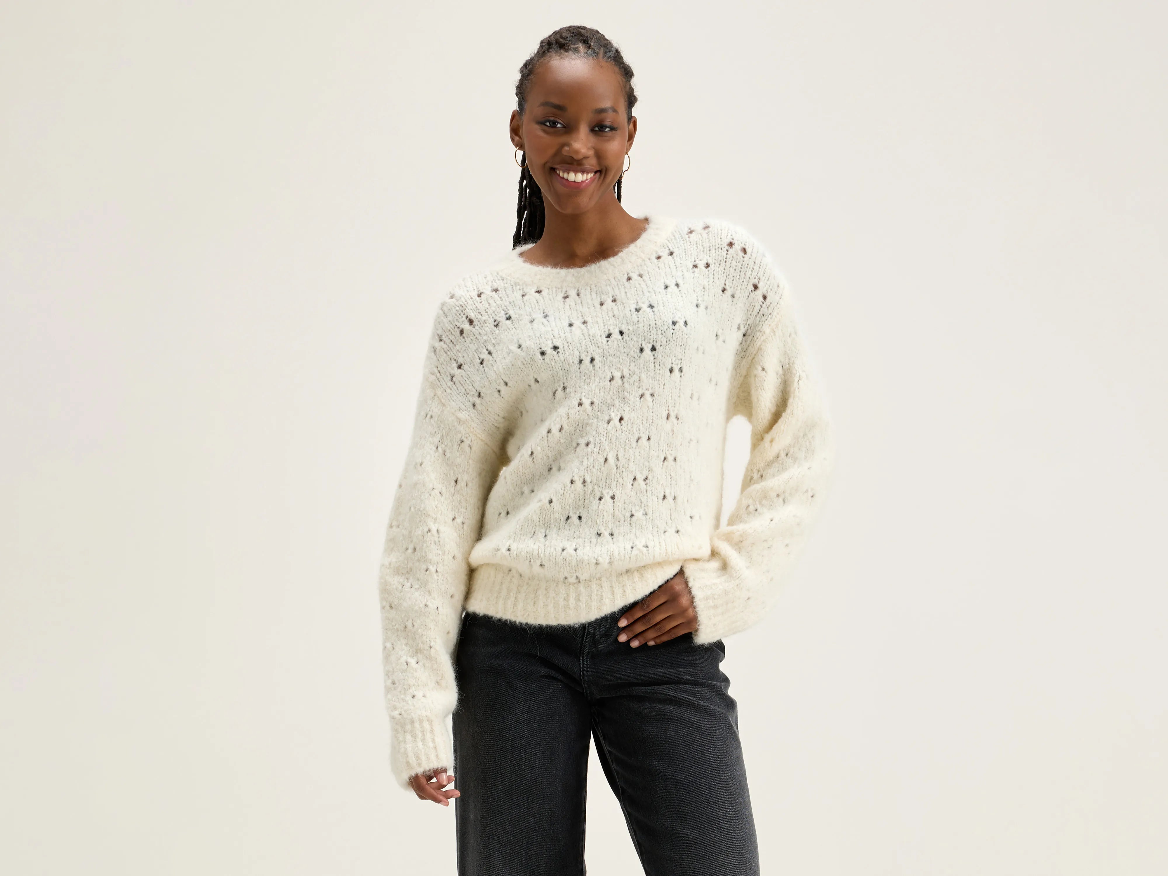 Belted Sweaters for Defined Waist -Abot classic sweater (242 / W / OFF WHITE)