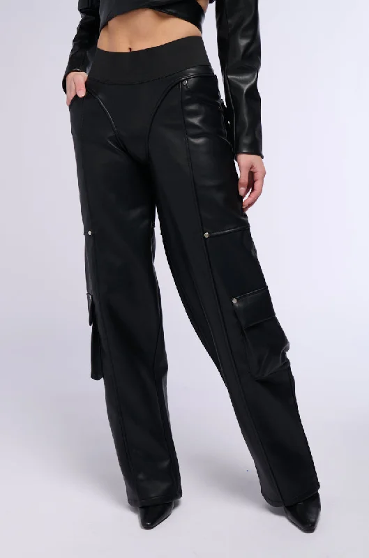 White Wide Leg Pants for Clean -BACK FROM THE MATRIX WIDE LEG STRETCH PU PANT