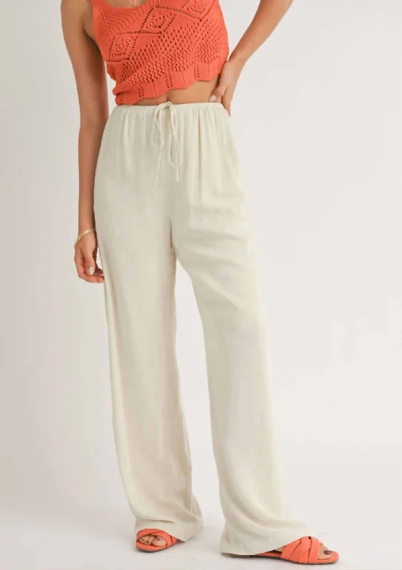 Wide Leg Pants with Side Slits -Dune Breeze Wide Leg Pants In Natural