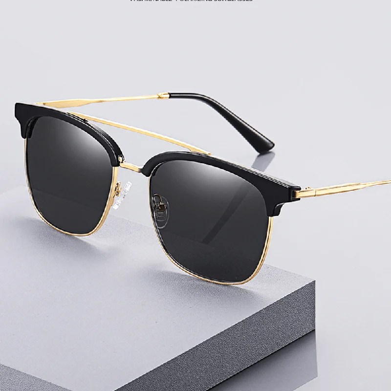 Beaded Glasses for Glamorous Look -Men Super Light Oval Metal Full Frame Polarized UV Protection Sunglasses