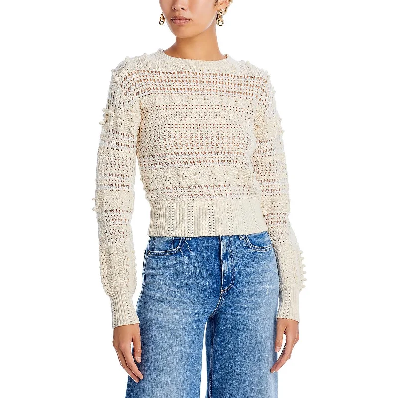 Bell - Sleeve Sweaters for Fashionable Look -Rag & Bone Womens Wool Crochet Trim Crewneck Sweater