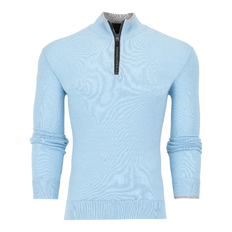 Casual - Wear Sweaters for Weekend -Sebonack Quarter-Zip Sweater (Wolf Blue)