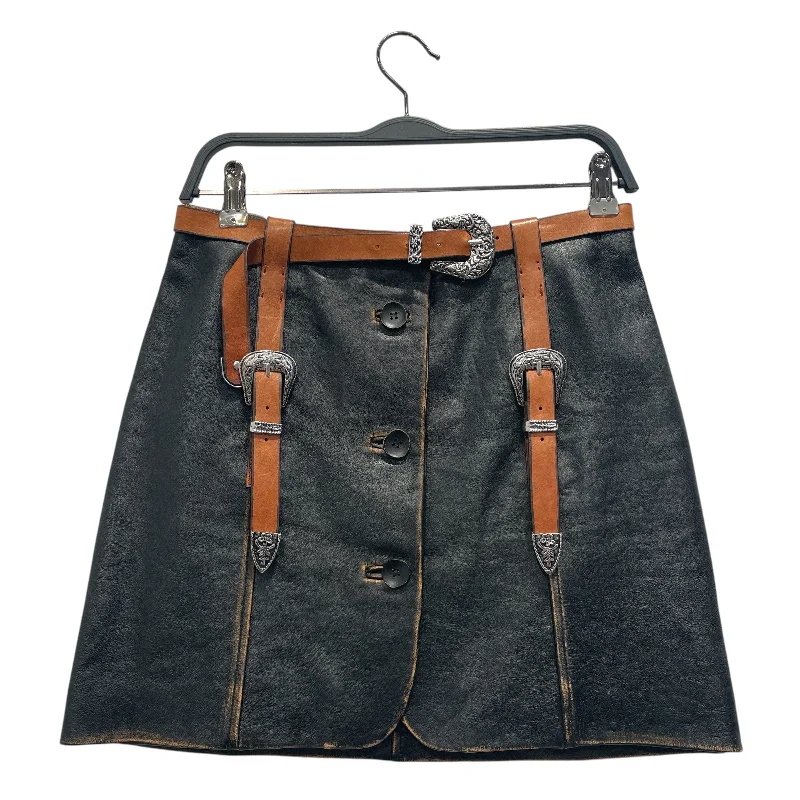 Stretch denim skirts for comfy wear -Acne Studios/Skirt/36/Leather/BLK/Leather Skirt W/Belt