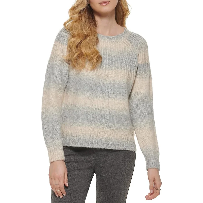 Long - Sleeve Sweaters for Full Coverage -DKNY Womens Striped Pullover Crewneck Sweater