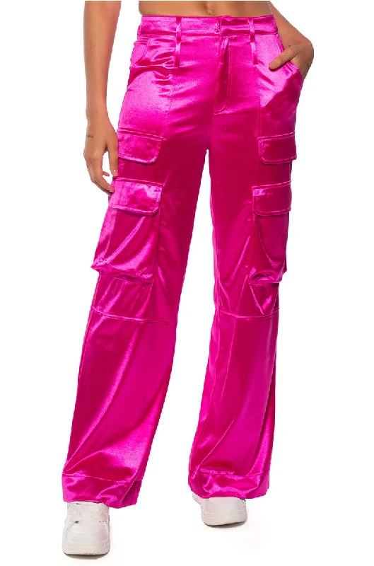 Wide Leg Pants for Cycling Tours -ASTRA WIDE LEG CARGO IN PINK