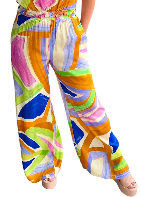 Wide Leg Pants for Yoga Sessions -Myka Wide Leg Pants In Multi Color