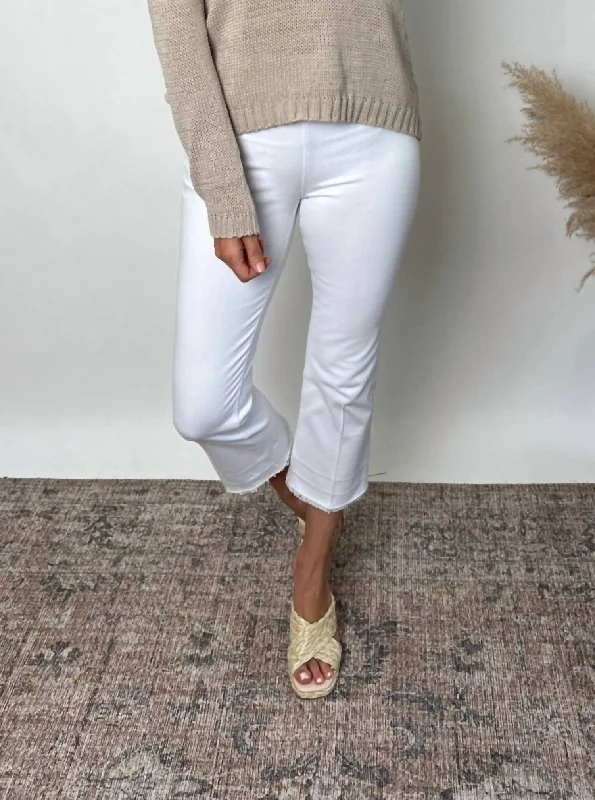 High Rise Baby Bootcut Pants In White