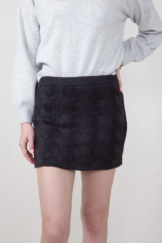 Baby Sweaters for Soft and Cozy -Cable Knit Sweater Mini Skirt for Women in Charcoal | IWS4514-CHARCOAL