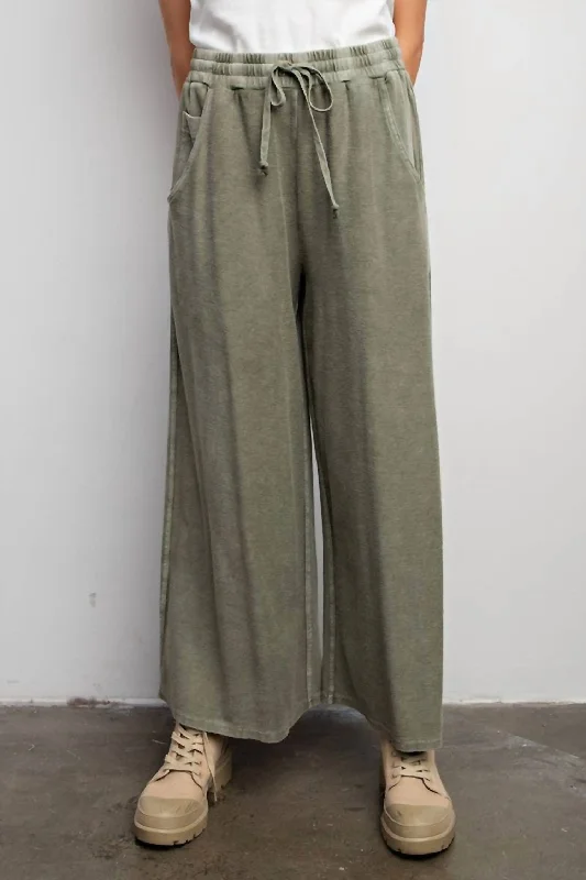 Wide Leg Pants for Tall Women -Teri Wide Leg Pants In Faded Olive