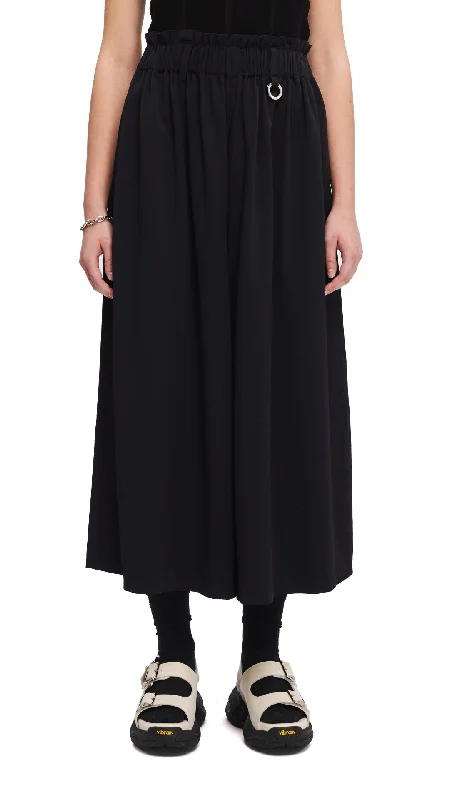 Wide Leg Pants with Back Slits -Ruffle Wide-Leg Pants