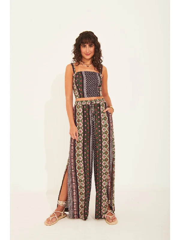 Button Up Wide Leg Pants for Stylish -MONI PANTS