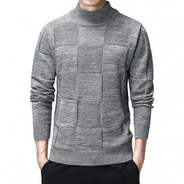 Pocket - Equipped Sweaters for Convenience -Men's Casual Cotton Pullover Christmas Turtleneck Sweaters for Winter