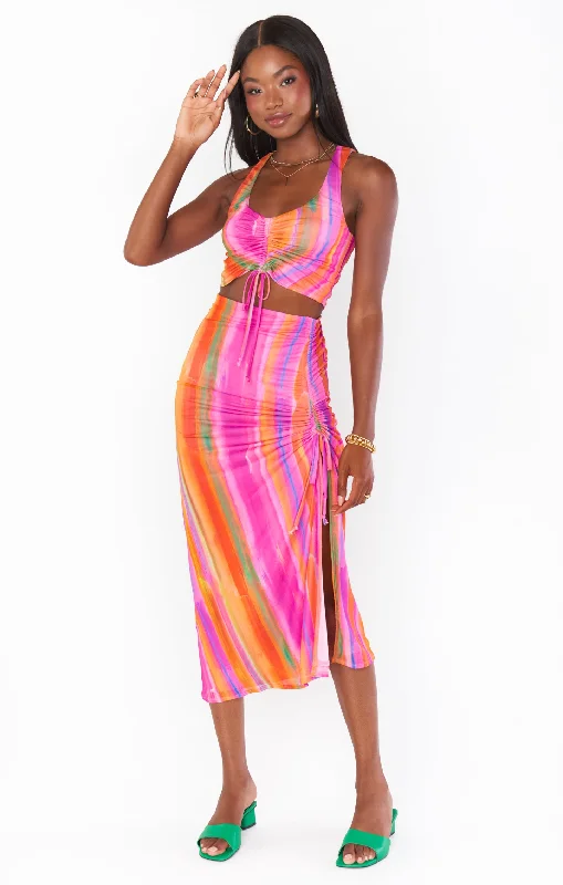 Vintage skirts for retro-inspired fashion vibes -Dazy Skirt ~ Sunrise Stripe Mesh