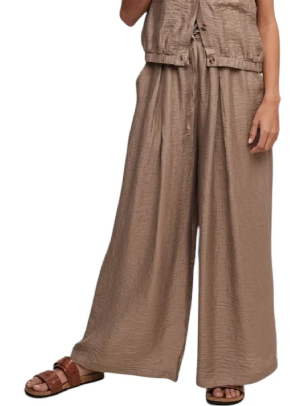 Wide Leg Pants for Party Nights -Pleated Wide Leg Pants In Khaki