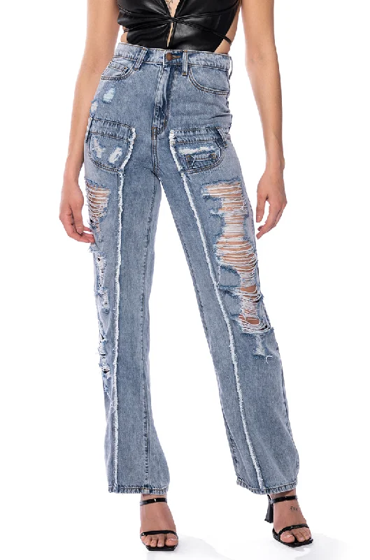 Wide Leg Pants for Family Gatherings -IMPACT ON YOU DISTRESSED WIDE LEG HIGH RISE JEANS