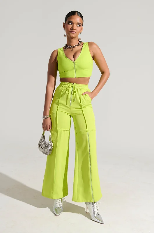 Wide Leg Pants with Elastic Waist -SWEET AND SPICY WIDE LEG PANT