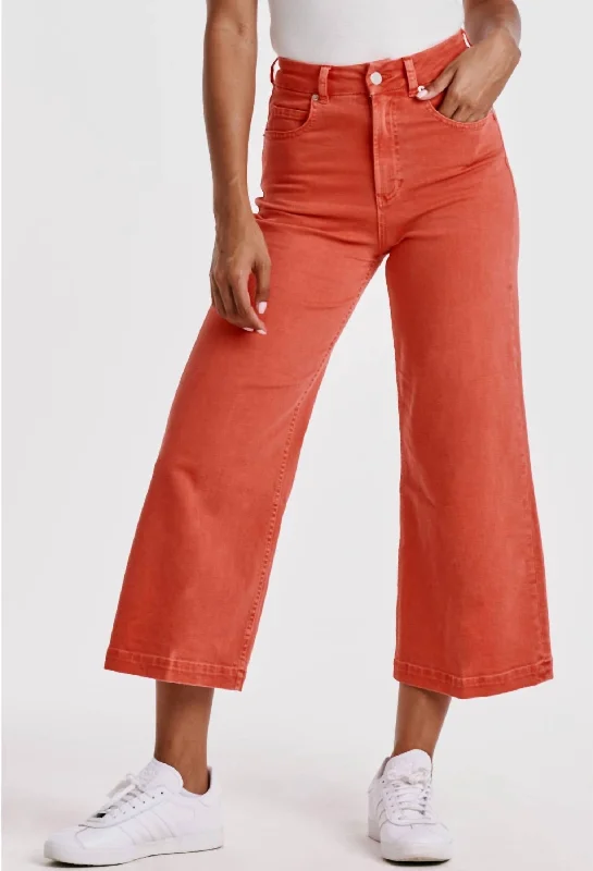 Wide Leg Pants for Friends Meetings -Audrey Wide Leg Pants In Radiant Red