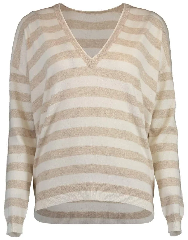 Roll - Neck Sweaters for Cold - Resistance -Boxy Striped Knit Sweater