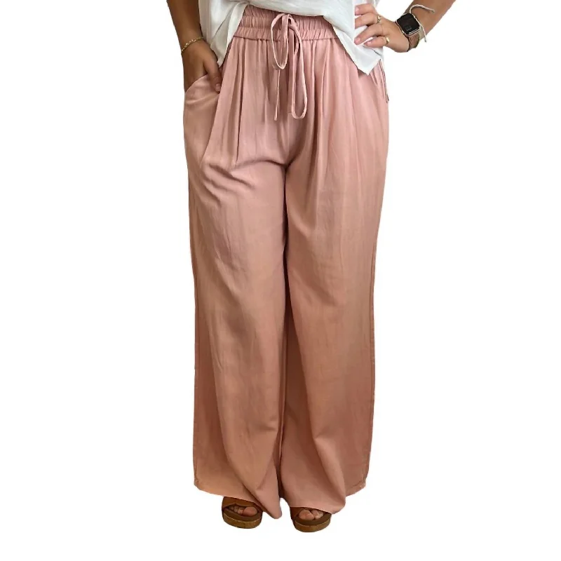 Orange Wide Leg Pants for Energetic -Lightweight Wide Leg Pants In Light Pink