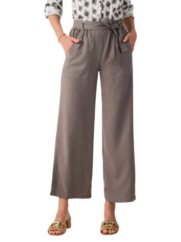 Wide Leg Pants for Weekend Outings -Drapey Utility Wide Leg Pants In Flint