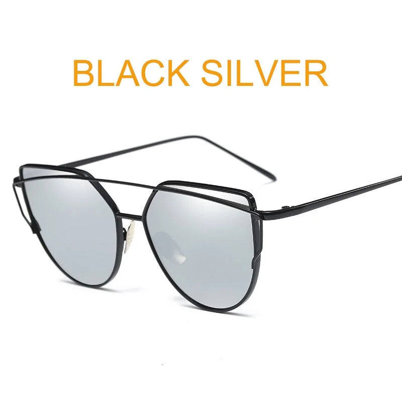 Prescription Glasses for Vision Correction -Women's Metal Reflective Flat Sunglasses