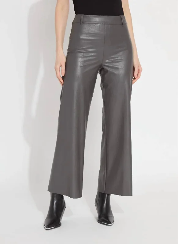 Abstract Wide Leg Pants for Creative -Hi Waist Vegan Leather Wide Leg Pants In Gray Ash