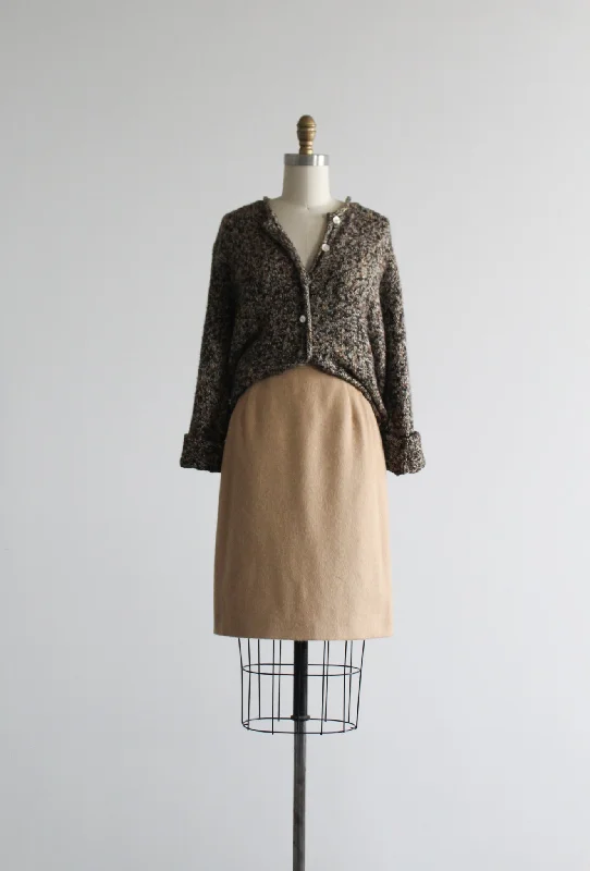 Wrap skirts with tie-front detail charm -camel wool skirt