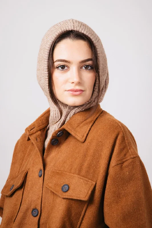 Vintage - Style Sweaters for Retro Look -Knit Sweater Balaclava in Camel | YCN220146-CAMEL