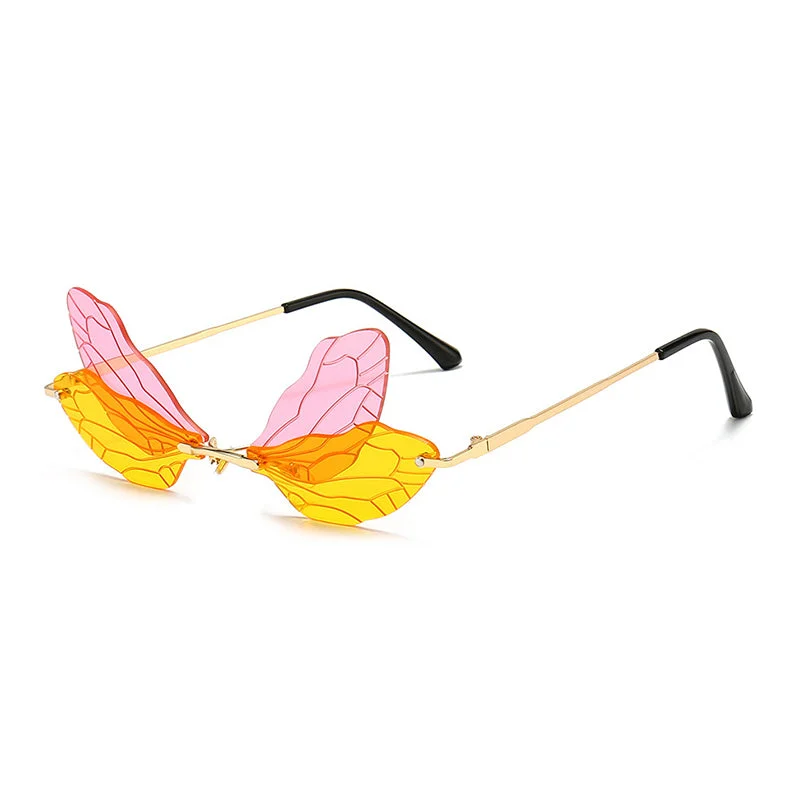 Affordable Glasses for Budget -Rimless Dragonfly Wing Sunglasses with UV400 Protection