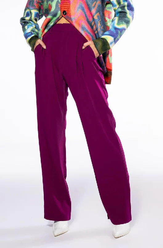 Wide Leg Pants with Ankle Cuffs -LOGAN WIDE LEG TROUSER