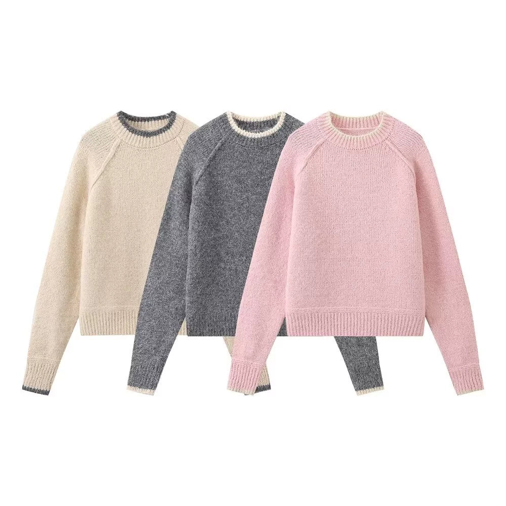 Split - Neck Sweaters for Unique Neckline -Round Neck Knit Sweater