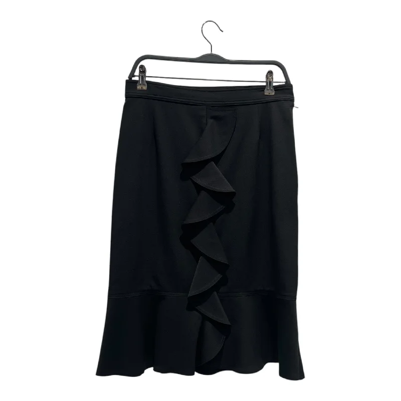 Bold floral skirts for vibrant spring fashion -YVES SAINT LAURENT/Skirt/42/Wool/BLK/Ruffle Skirt