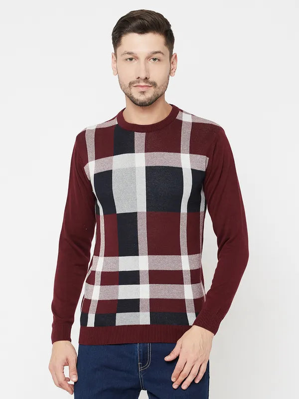 Cuffed - Sleeve Sweaters for Neat Appearance -Men Wine Sweaters