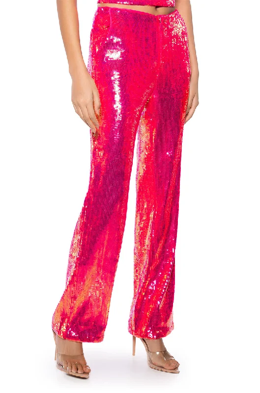 Wide Leg Pants for Hiking Trails -IRRESISTABLE GIRL SEQUIN WIDE LEG PANT