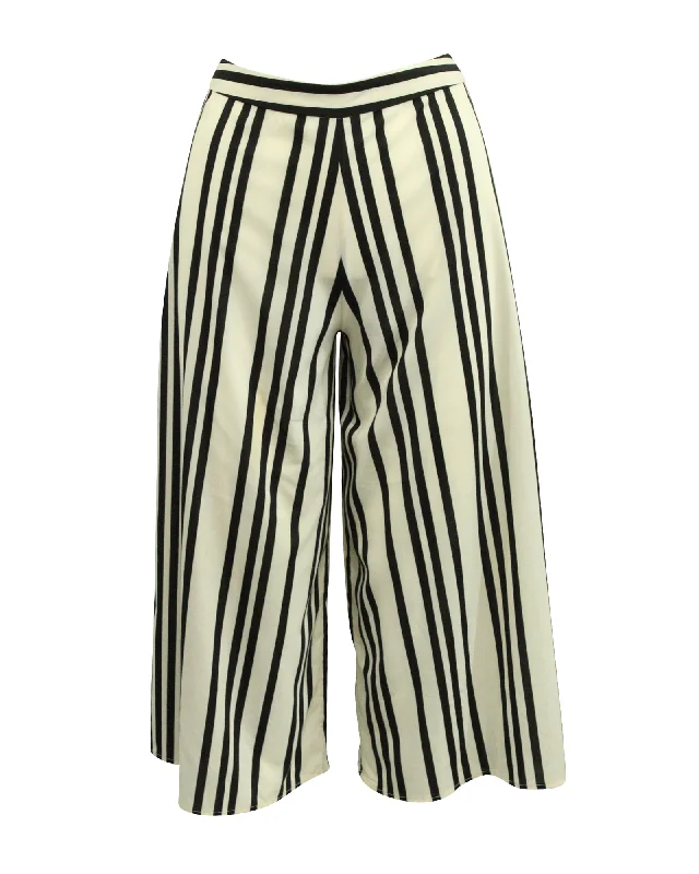 Geometric Wide Leg Pants for Modern -Alice + Olivia Striped Wide Leg Pants in White Polyester