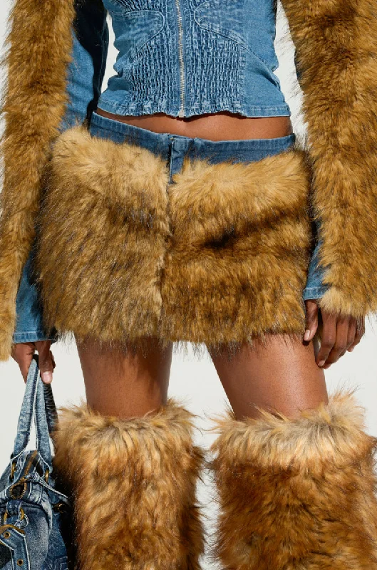 Vintage skirts with 70s-inspired designs -OUT OF THE BLUE FUR MINI SKIRT