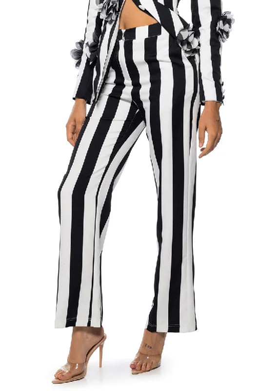 Wide Leg Pants for Wedding Guests -DEETZ STRIPE WIDE LEG TROUSER